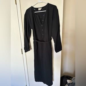 Black long sleeve button down dress